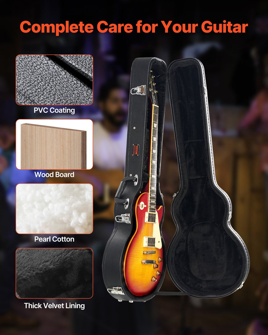 Elektrinės gitaros kietas dėklas VEVOR HL-39A, 105 cm