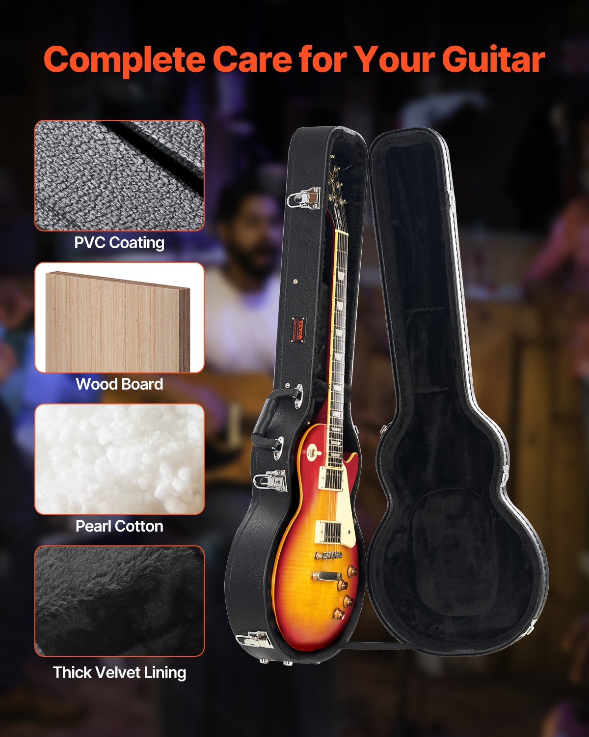 Elektrinės gitaros kietas dėklas VEVOR HL-39A, 105 cm