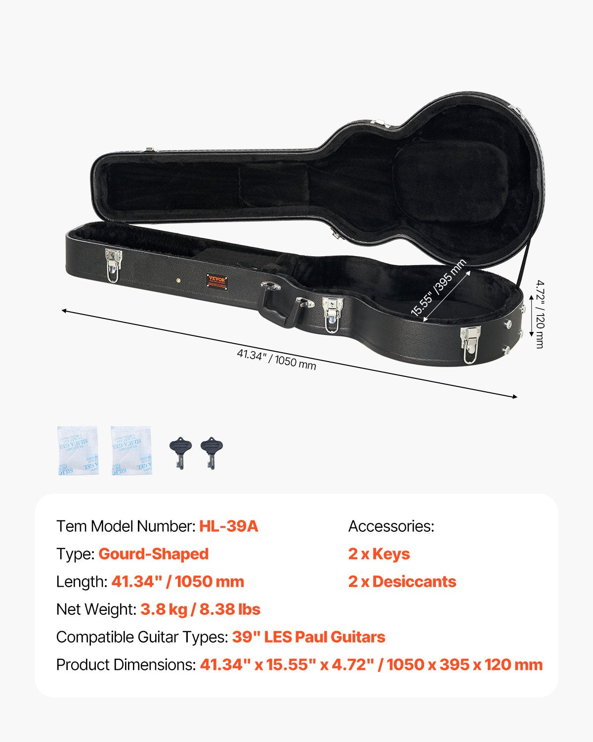 Elektrinės gitaros kietas dėklas VEVOR HL-39A, 105 cm