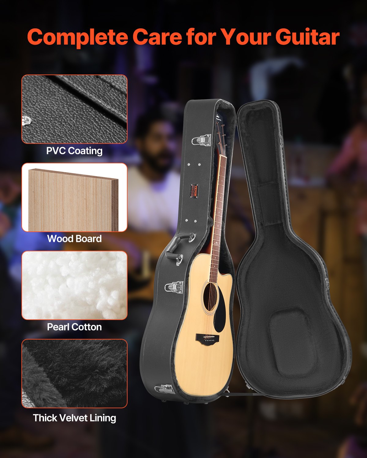 Akustinės gitaros dėklas VEVOR HL-41A, 110 cm