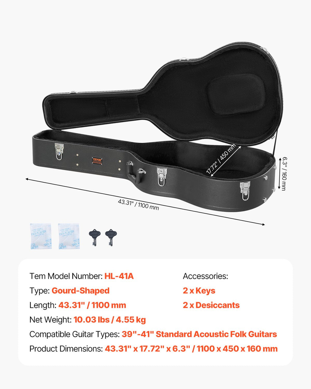 Akustinės gitaros dėklas VEVOR HL-41A, 110 cm