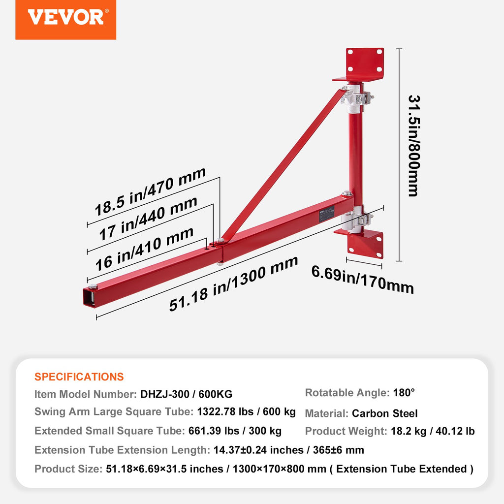 Elektrinės gervės laikiklis VEVOR DHZJ-300/600KG, 600 kg keliamoji galia
