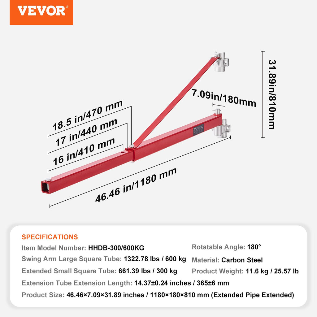 Elektrinės gervės laikiklis VEVOR HHDB-300/600KG, 600 kg