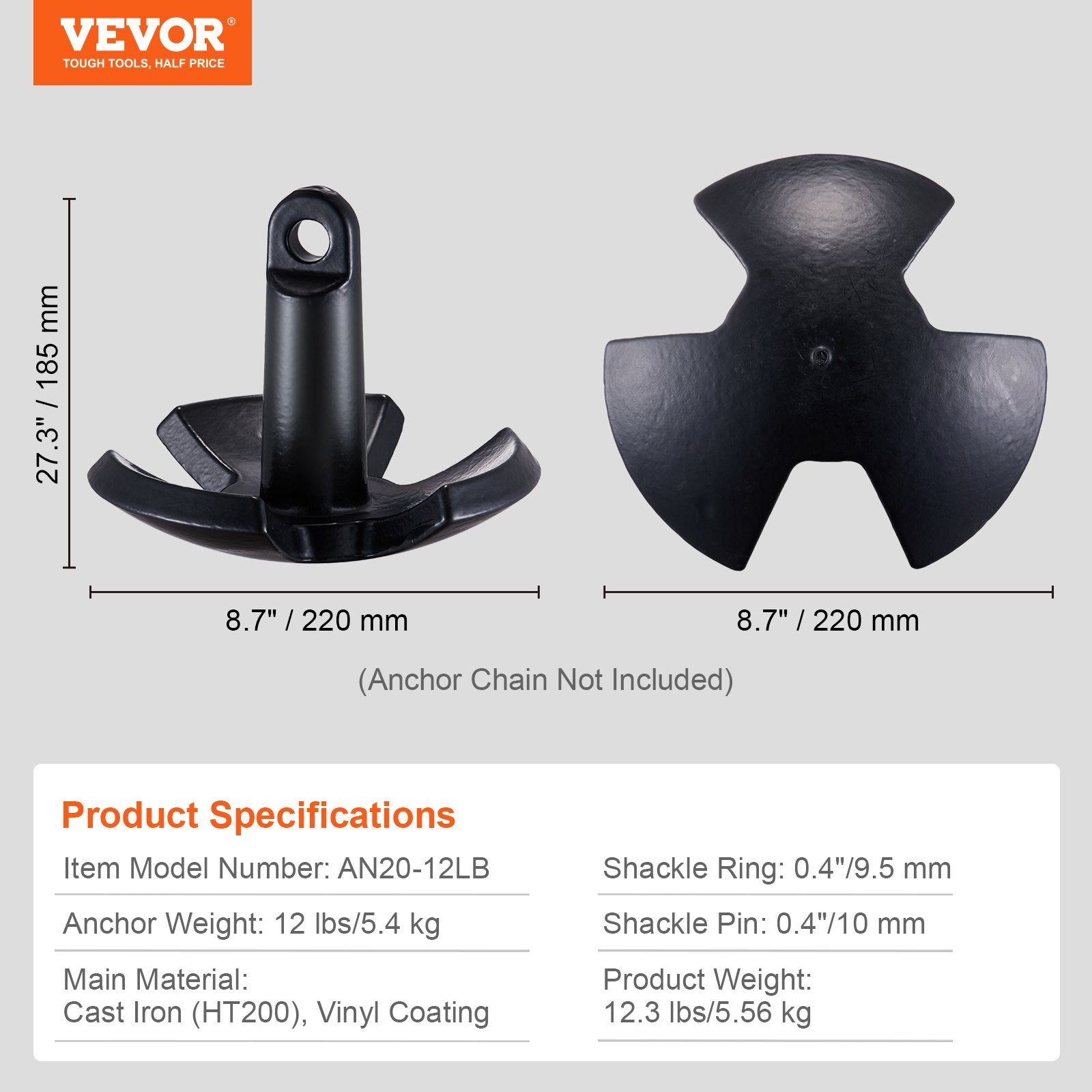 Upės inkaras VEVOR AN20-12LB, 5,4 kg