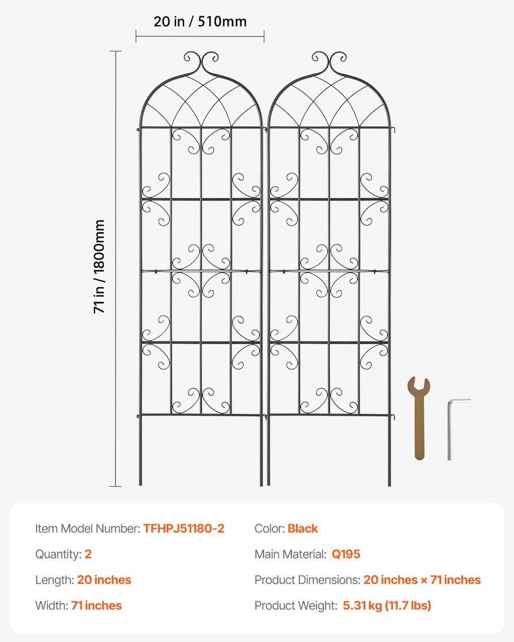 Sodo atrama vijokliniams augalams VEVOR TFHPJ51180-2, 180 x 51 cm, 2 vnt.