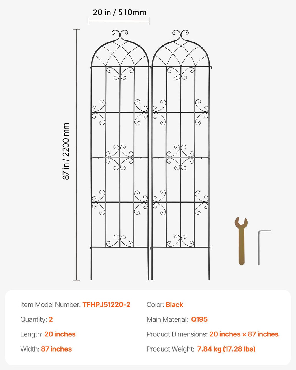 Sodo atrama vijokliniams augalams VEVOR TFHPJ51220-2, 220 x 51 cm, 2 vnt.