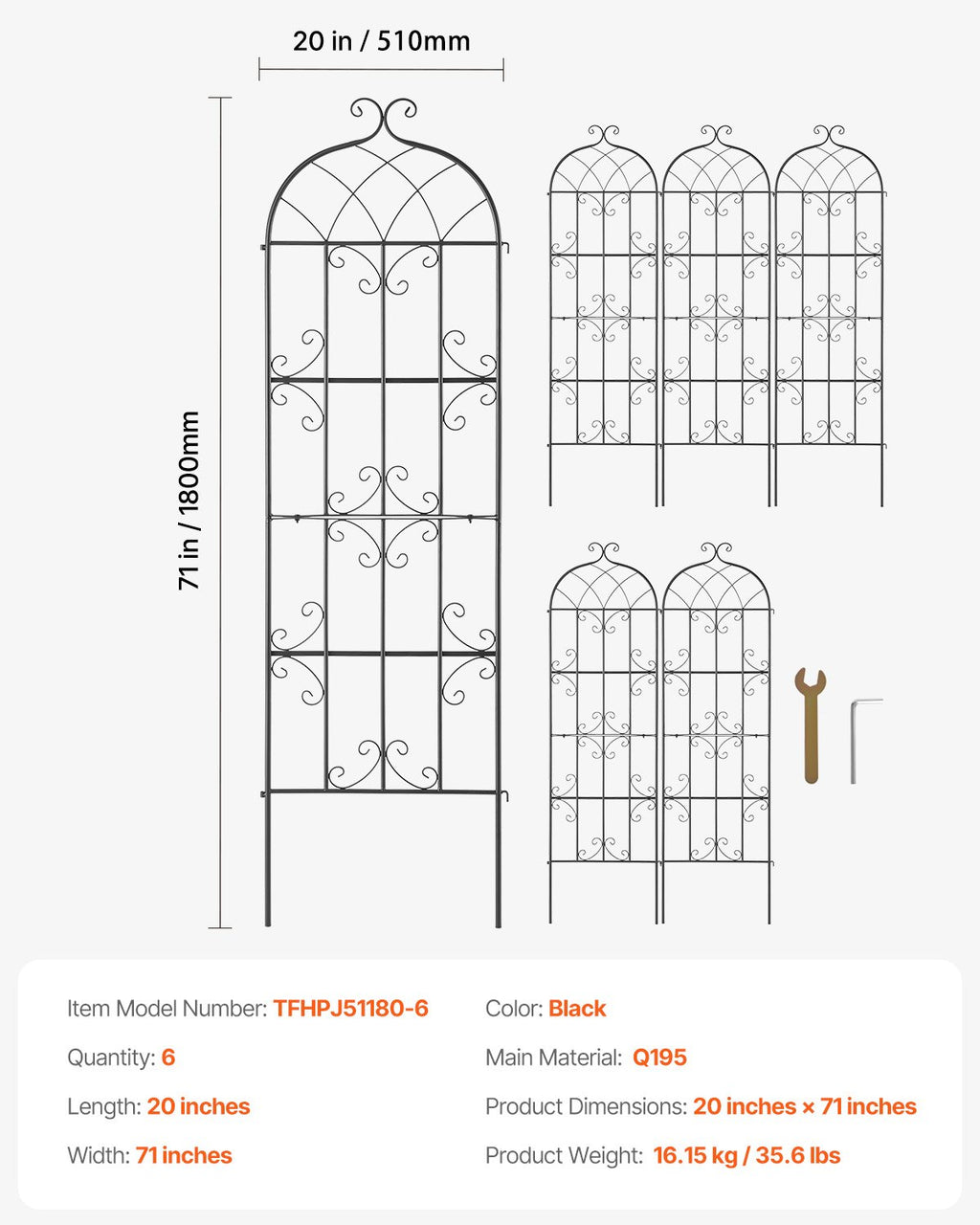 Sodo atrama vijokliniams augalams VEVOR TFHPJ51180-6, 180 x 51 cm