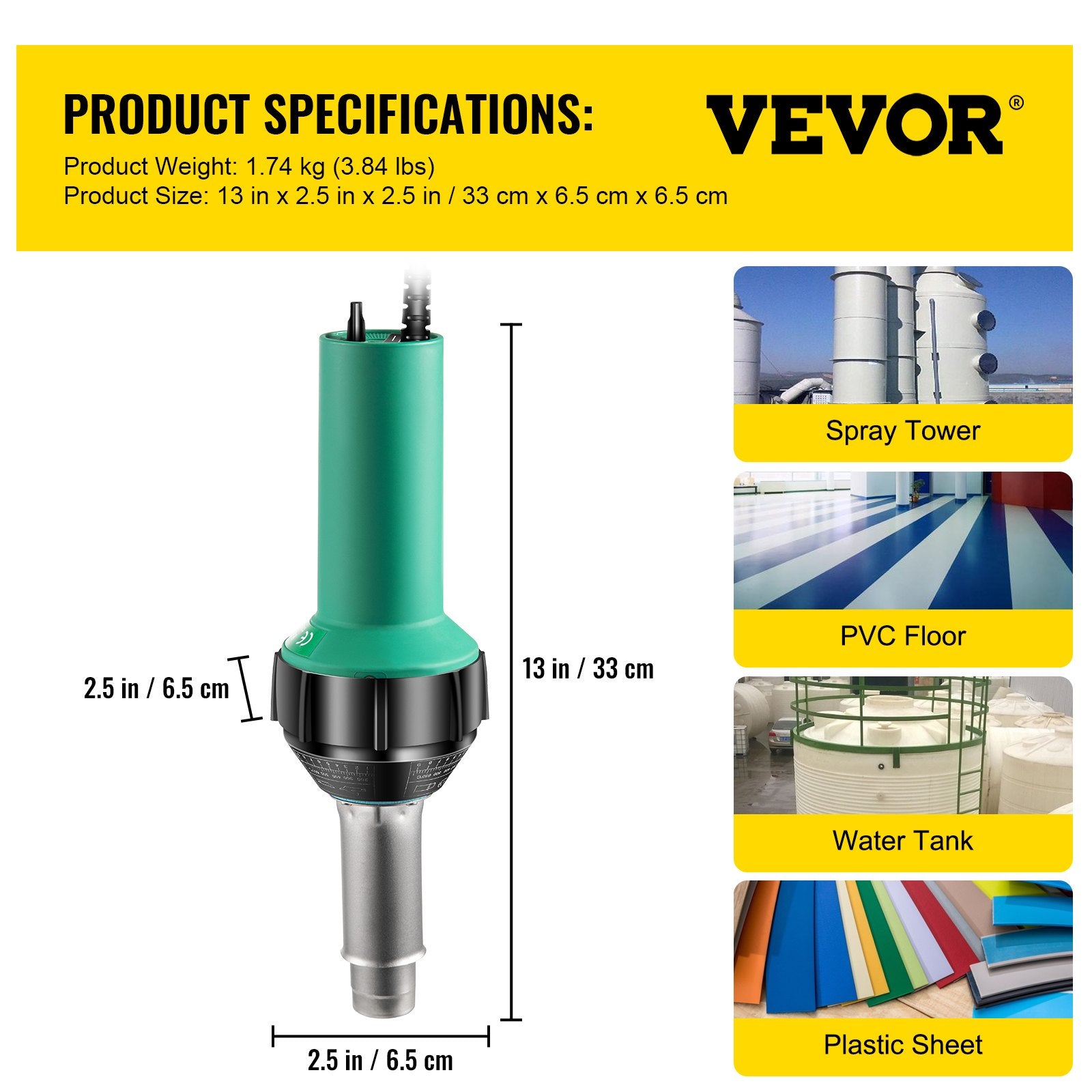 Plastiko suvirinimo aparatas VEVOR VV-PWG-A04-02, 1600W