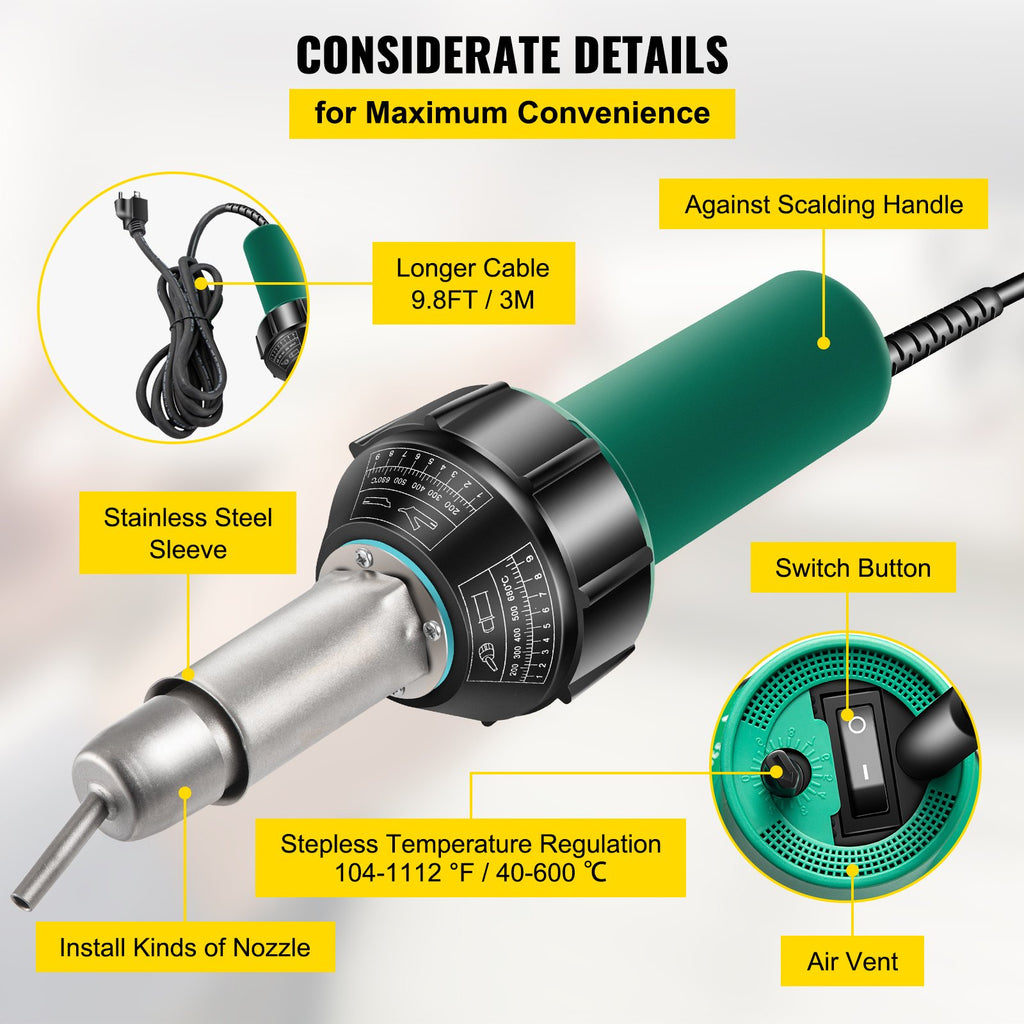 Plastiko suvirinimo aparatas VEVOR VV-PWG-A08-02, 1600W