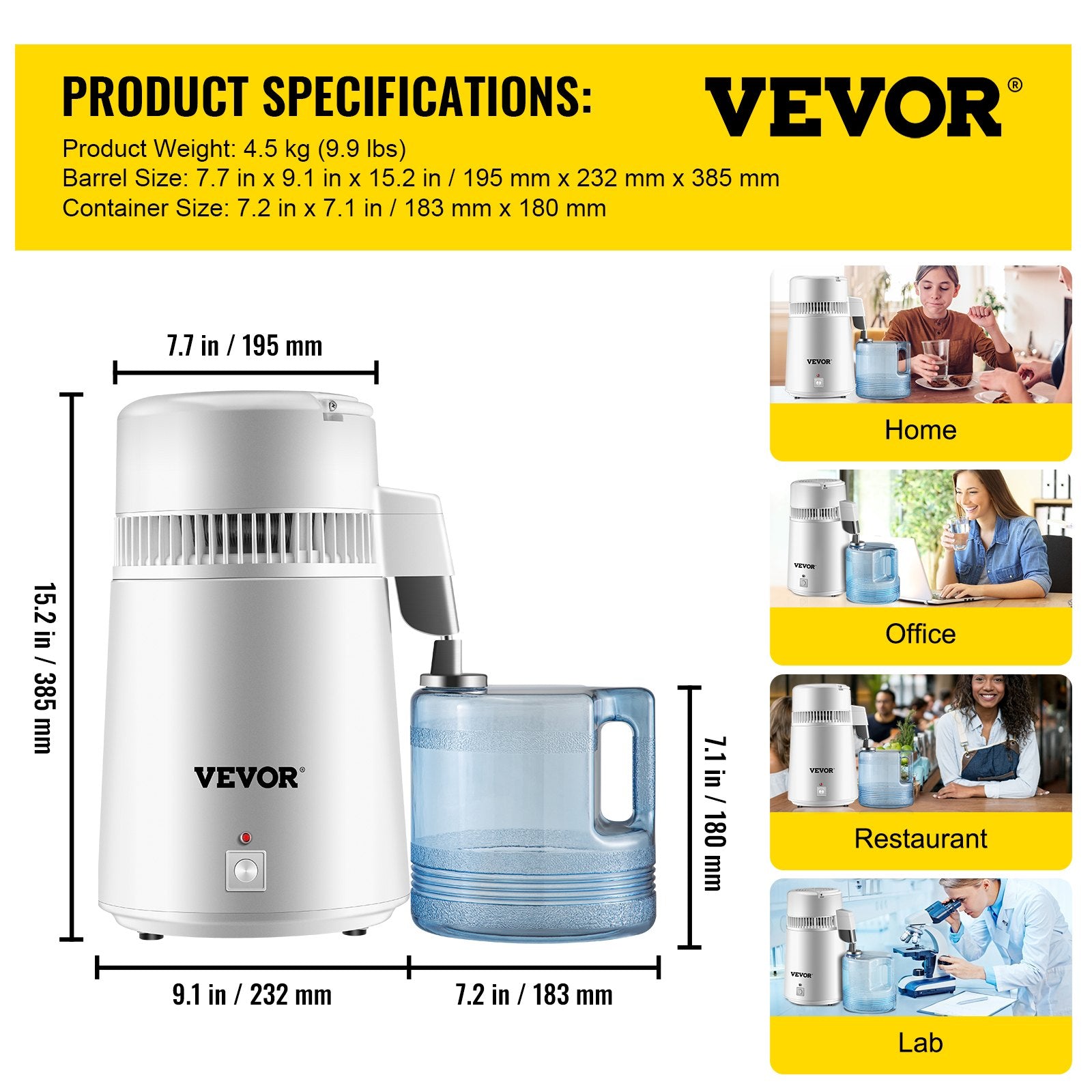 Vandens distiliatorius VEVOR YMK40101, 4L