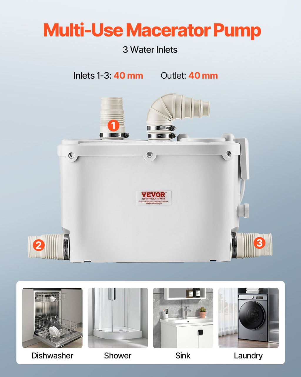 Smulkinantis nuotekų siurblys VEVOR FLO500-DE Pro, 500 W
