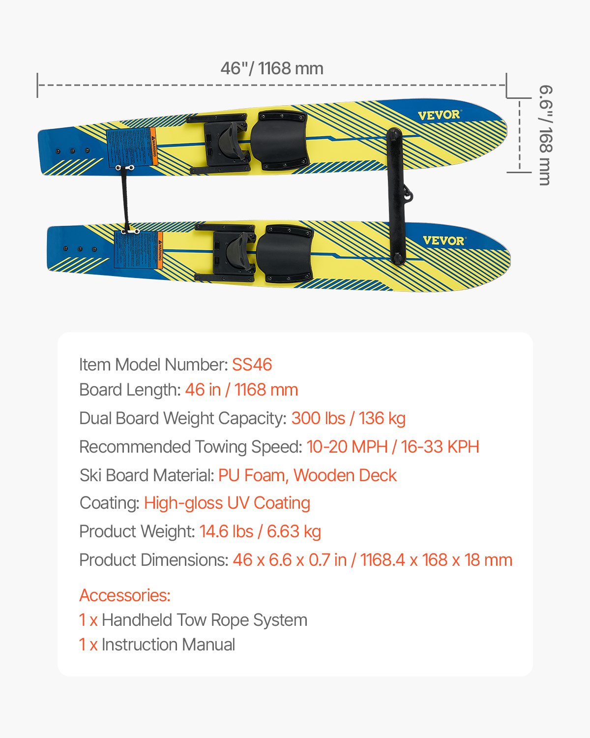 Vandens slidės VEVOR SS46, 116,8 cm