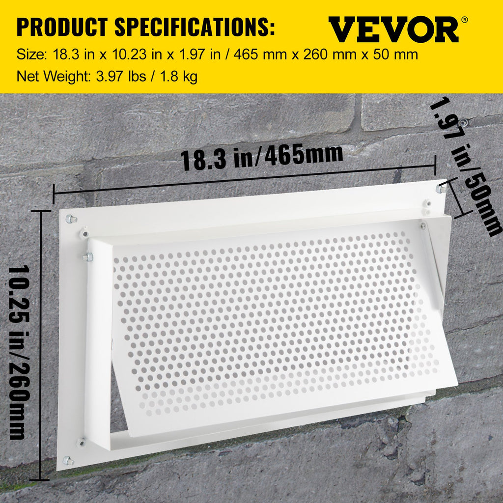 Pamatų ventiliacijos grotelės nuo potvynių VEVOR FHTFKBS-16''x8'', 406x203 mm