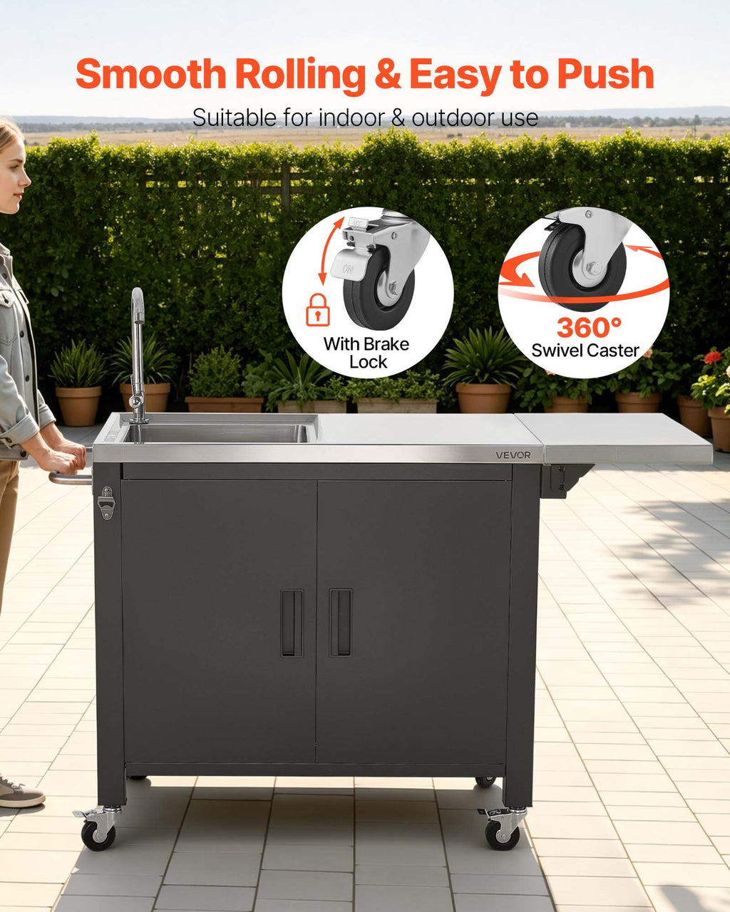 Lauko kepsninės vežimėlis VEVOR kN-C605, 132 cm