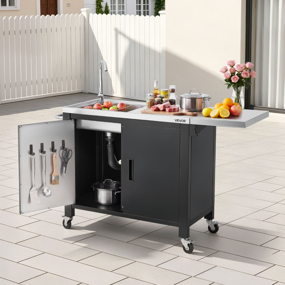 Lauko kepsninės vežimėlis VEVOR kN-C605, 132 cm