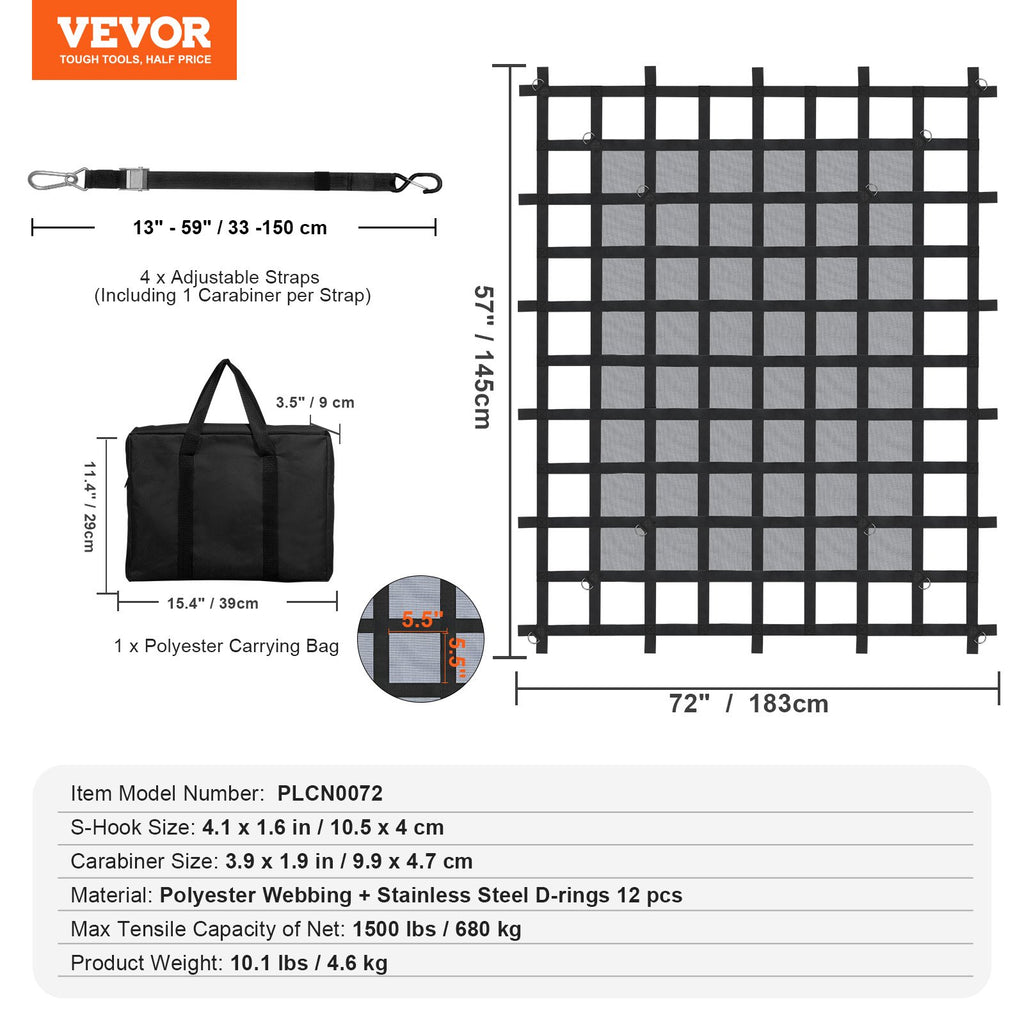 Krovinio tvirtinimo tinklas VEVOR PLCN0072, 183 x 145 cm