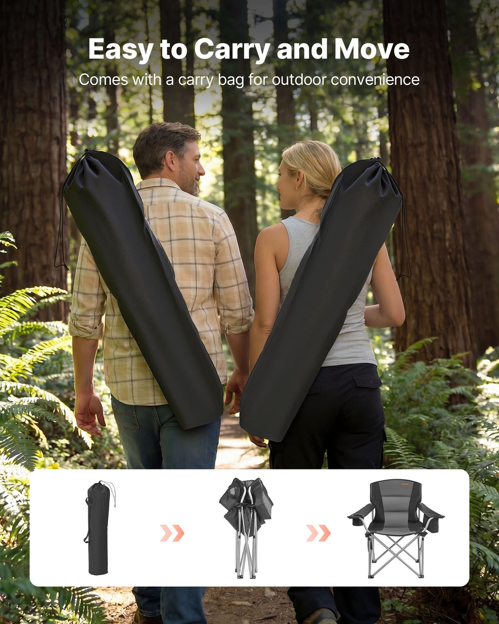 Sulankstomos kempingo kėdės VEVOR ZM2006XL-2pack, 204 kg apkrova