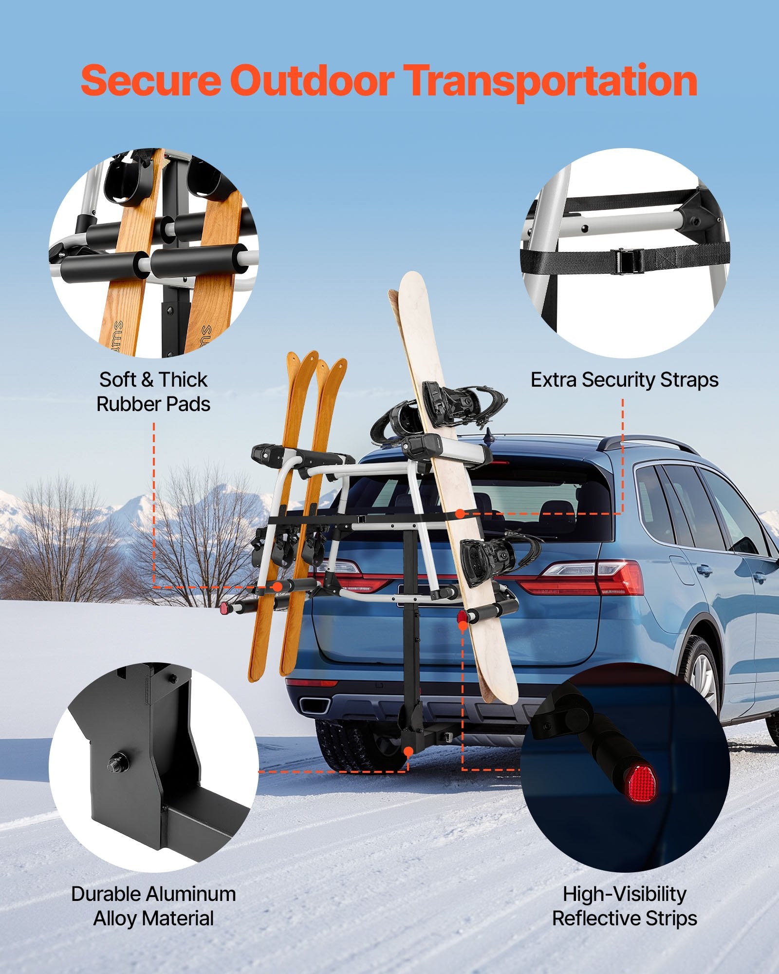 Slidinėjimo įrangos laikiklis VEVOR XWZ-002-SH, 6 poroms slidžių