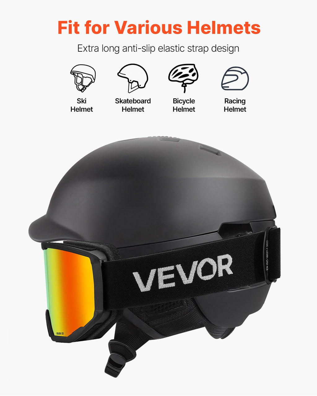 Slidinėjimo akiniai VEVOR YH682, oranžinė „Revo“ danga