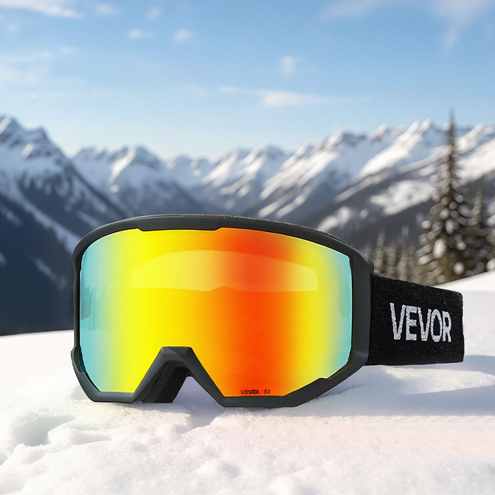 Slidinėjimo akiniai VEVOR YH682, oranžinė „Revo“ danga