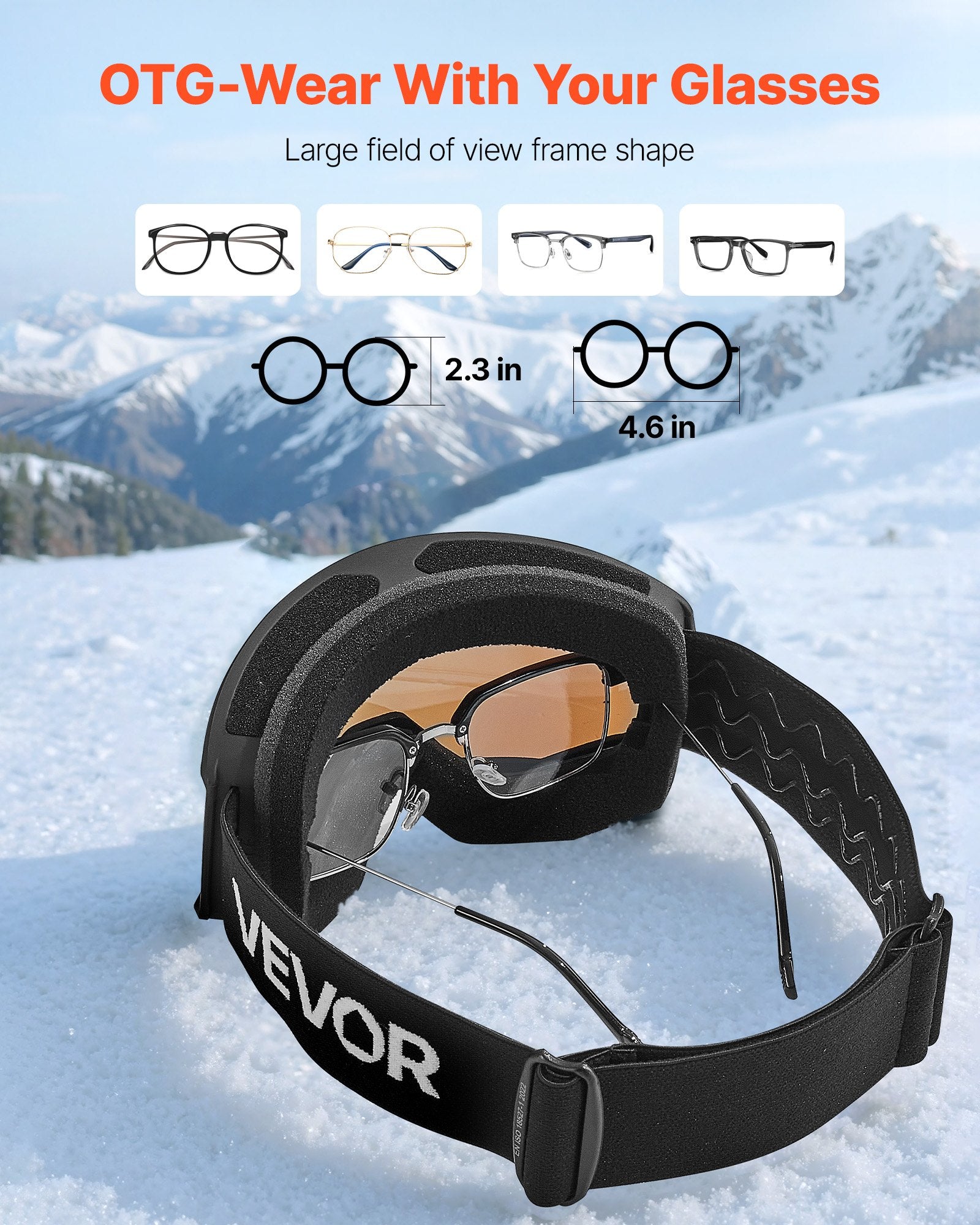 Slidinėjimo akiniai VEVOR YH682, Ice Blue Revo danga