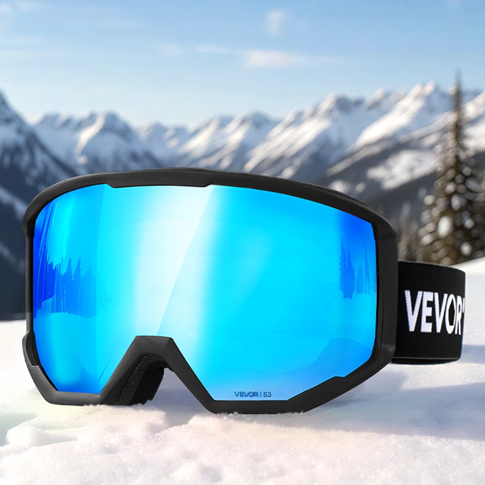 Slidinėjimo akiniai VEVOR YH682, Ice Blue Revo danga
