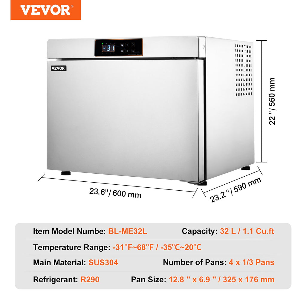 Šokinio šaldymo kamera VEVOR DF-ME32LB, 32 l