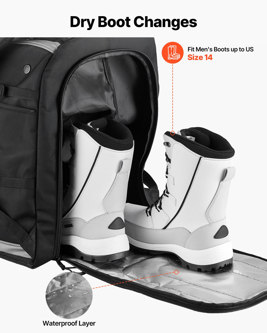Slidinėjimo batų kuprinė VEVOR ZL-YDB-0115, 65 l