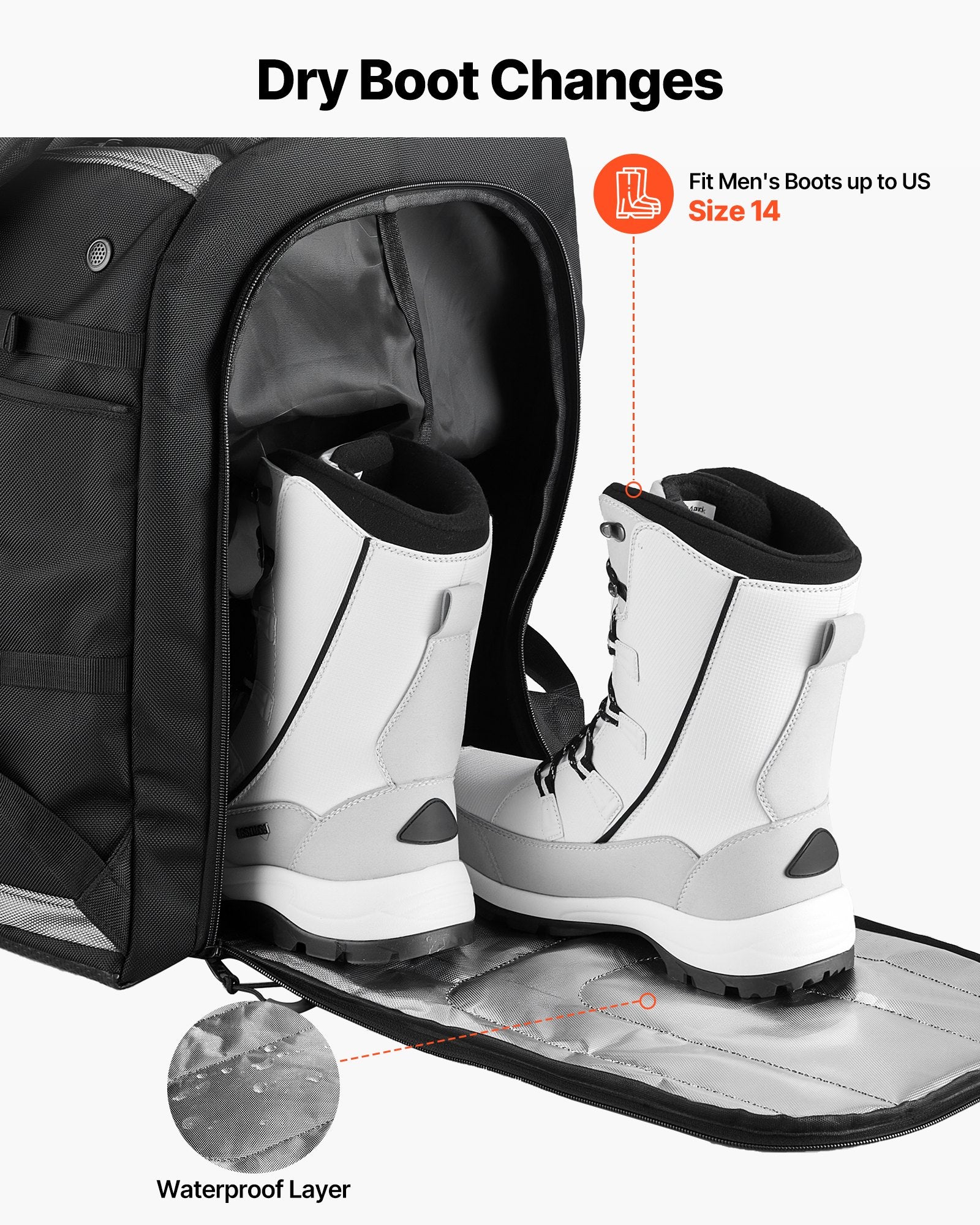 Slidinėjimo batų kuprinė VEVOR ZL-YDB-0115, 65 l