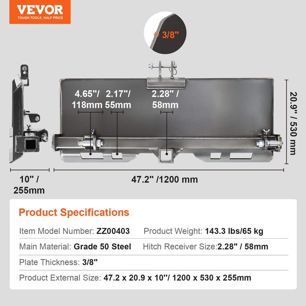 Universali 3 taškų jungties plokštė VEVOR ZZ00403, 3175 kg keliamoji galia