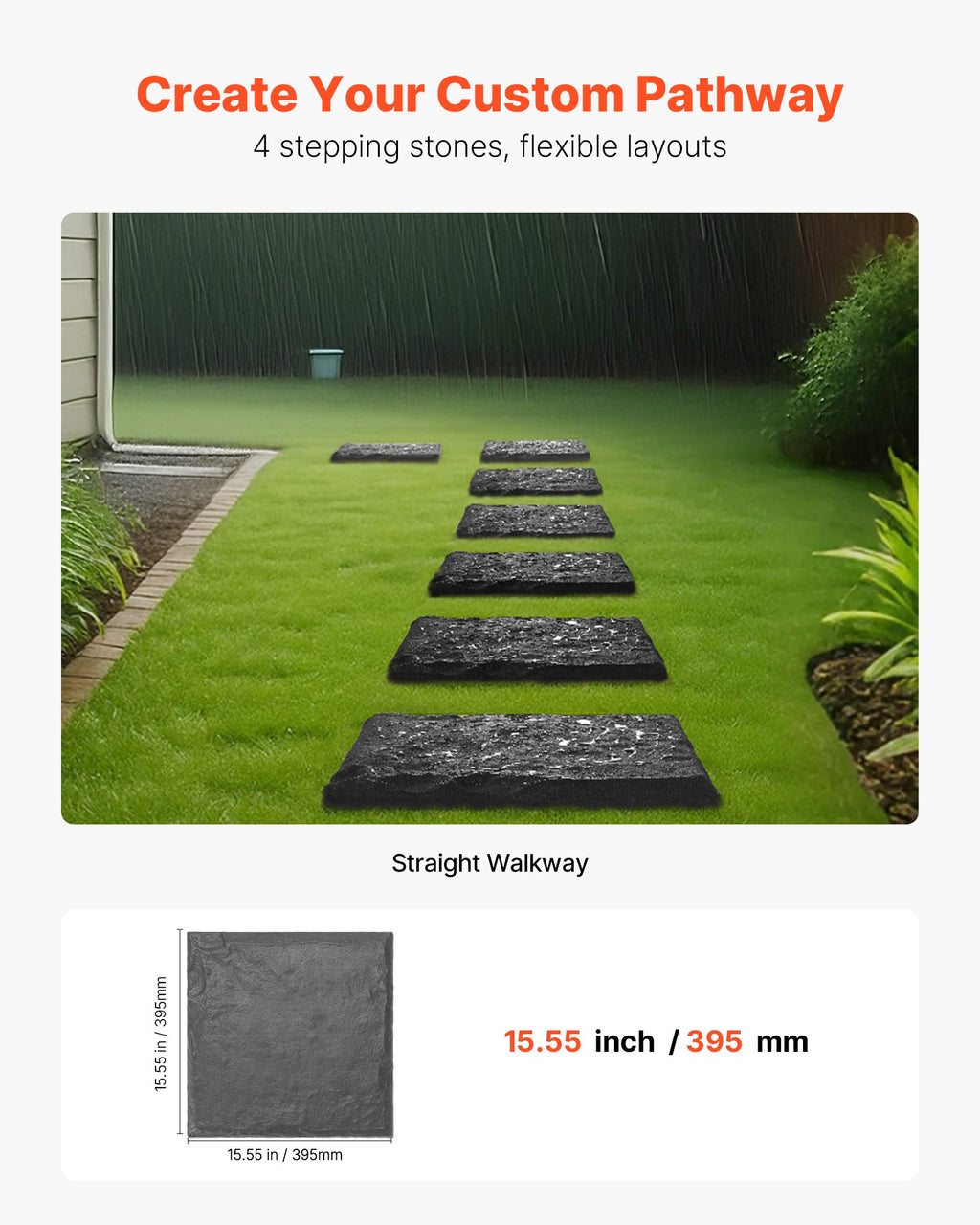 Sodo takelio plytelės VEVOR CP25-4H, 4 vnt., 39,5x39,5 cm