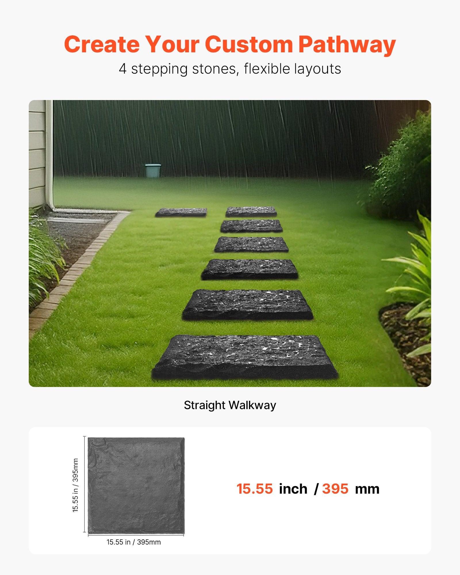 Sodo takelio plytelės VEVOR CP25-4H, 4 vnt., 39,5x39,5 cm