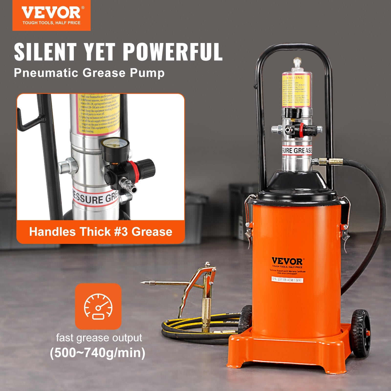 Pneumatinis tepalo siurblys VEVOR FF-08B-12L, 12 l talpa