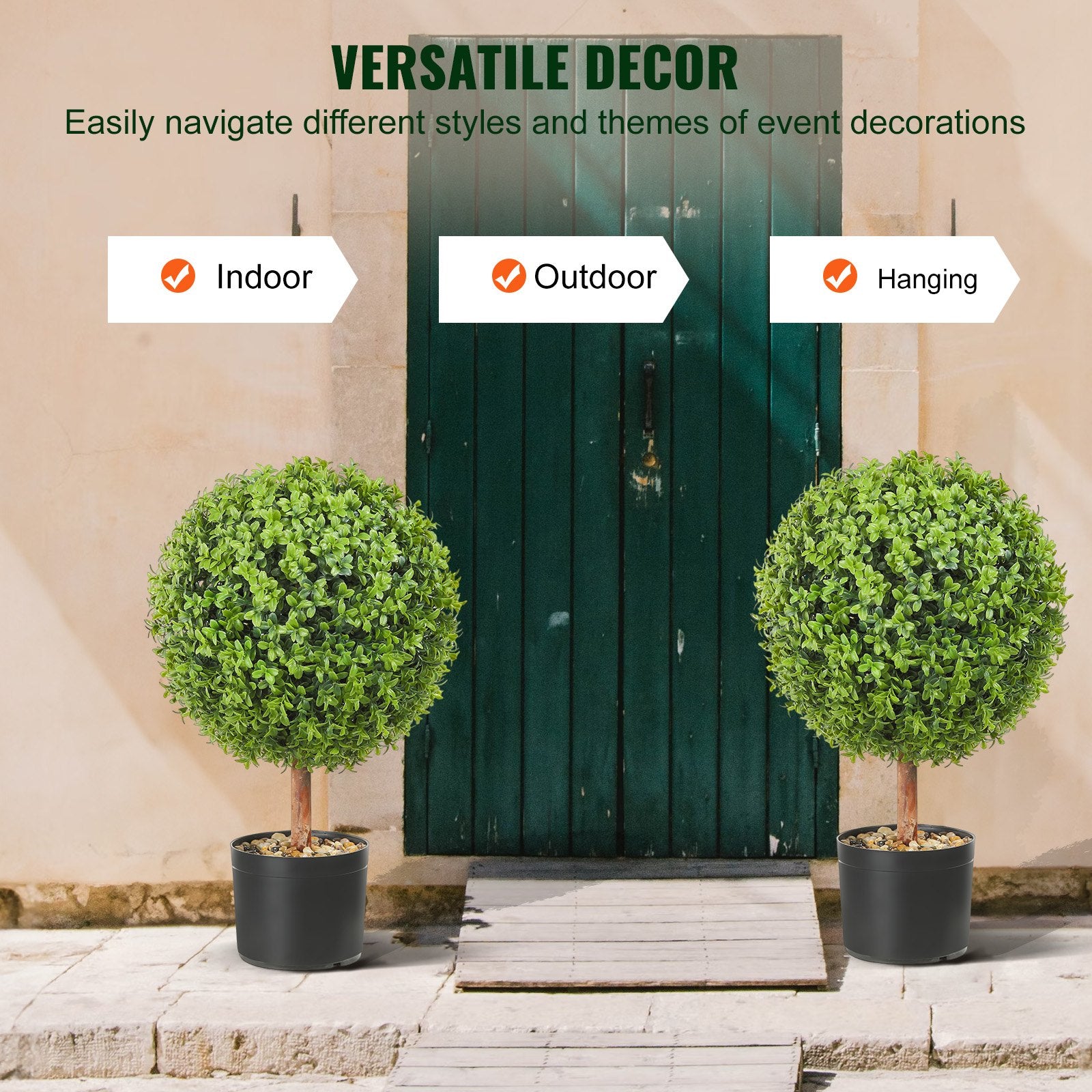 Dirbtiniai buksmedžio medeliai VEVOR SM-J-040, 61 cm aukščio (2 vnt.)