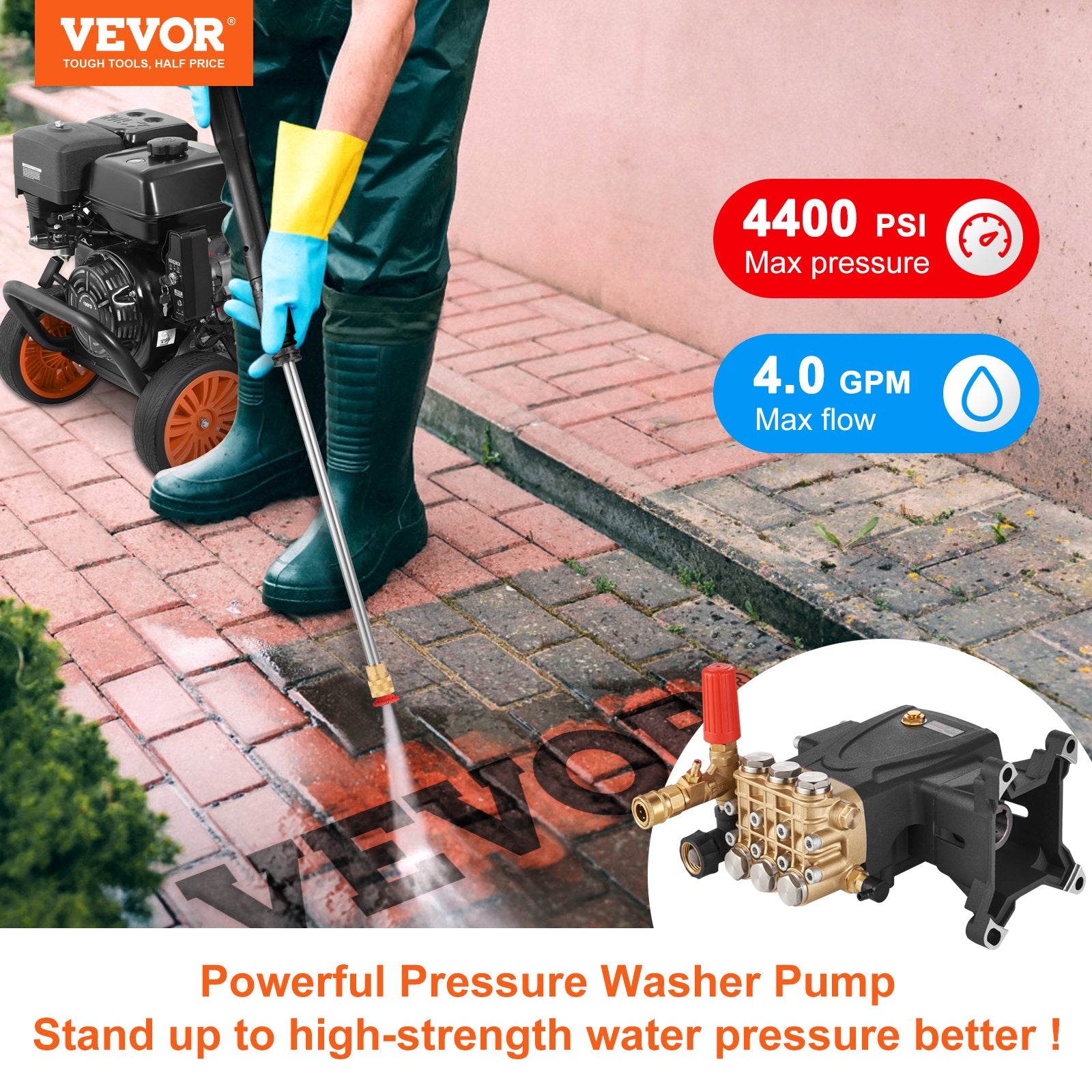Aukšto slėgio plovimo siurblys VEVOR KBD2815G, 4400 PSI