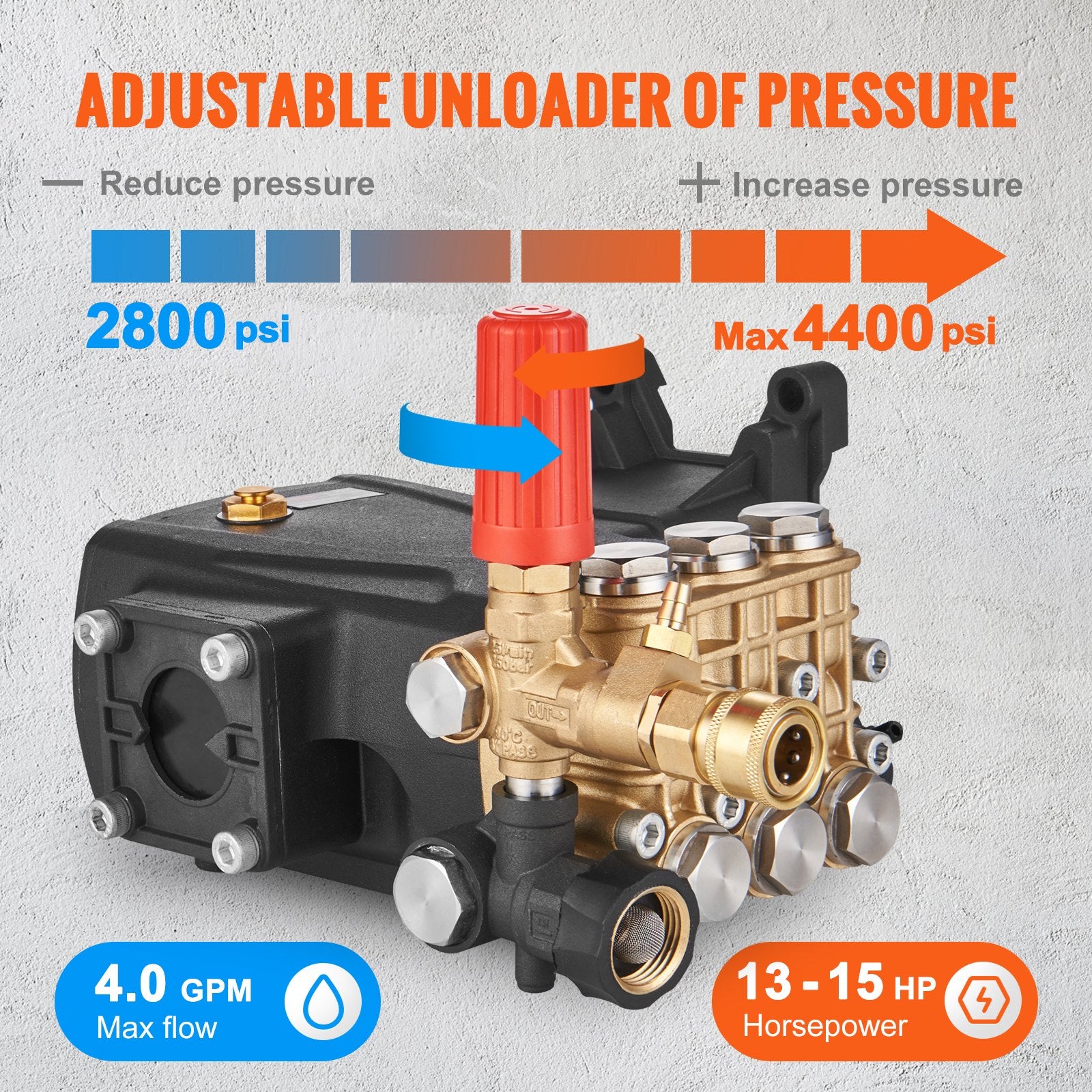 Aukšto slėgio plovimo siurblys VEVOR KBD2815G, 4400 PSI