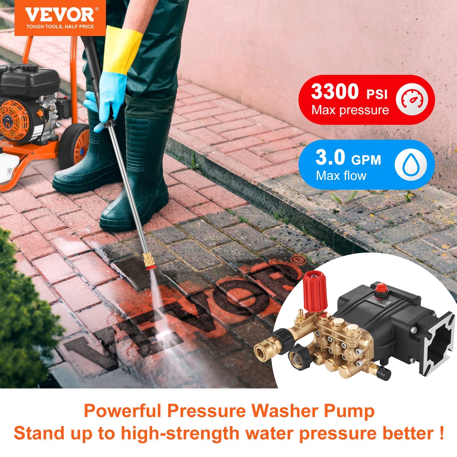 Aukšto slėgio plovimo įrenginio siurblys VEVOR KPD2110G, 3700 PSI