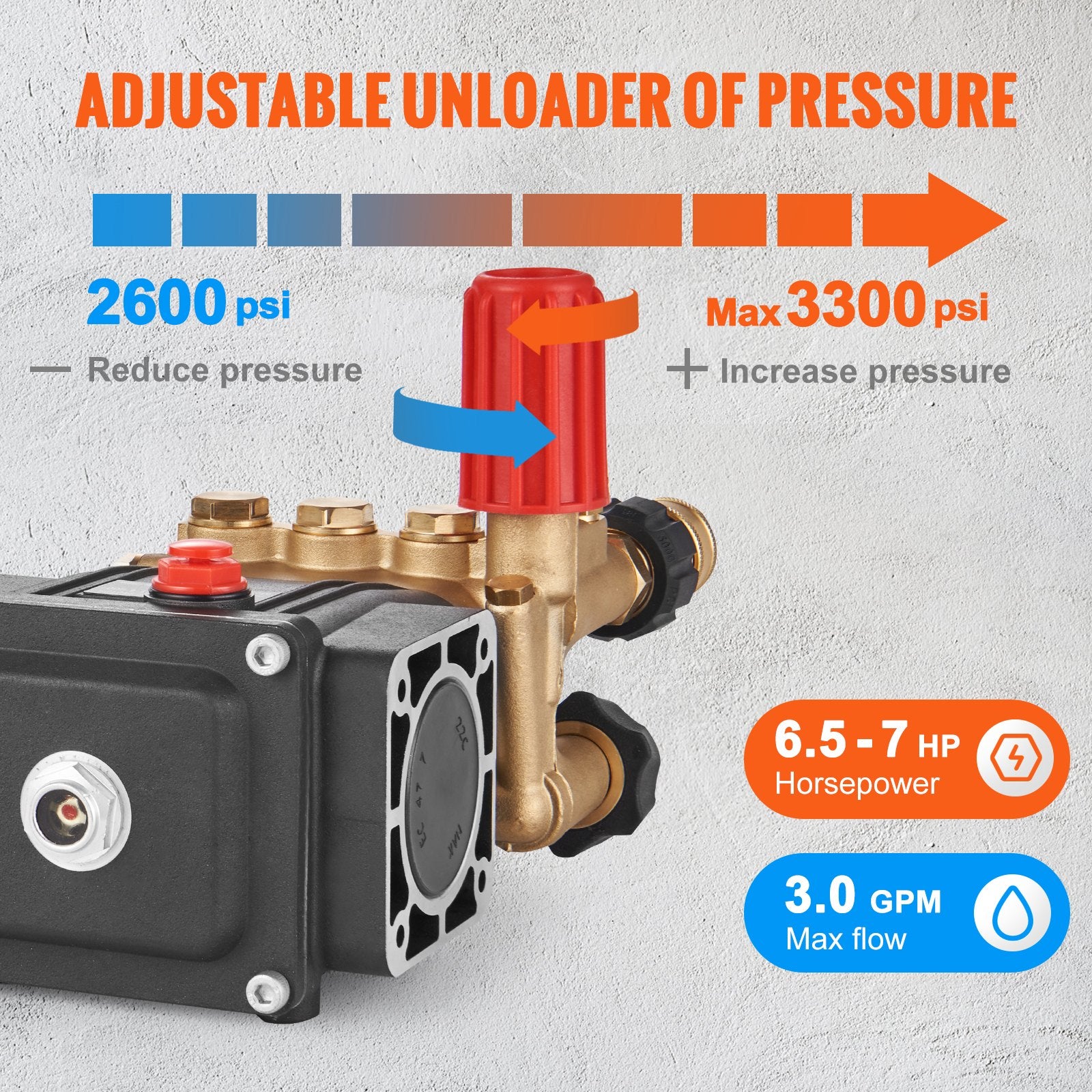 Aukšto slėgio plovimo įrenginio siurblys VEVOR KPD2110G, 3700 PSI