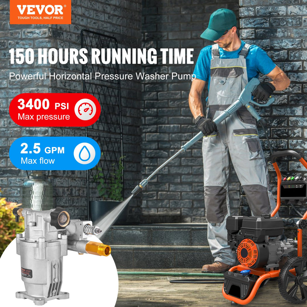 Aukšto slėgio plovimo įrenginio siurblys VEVOR KXA1810G, 3400 PSI