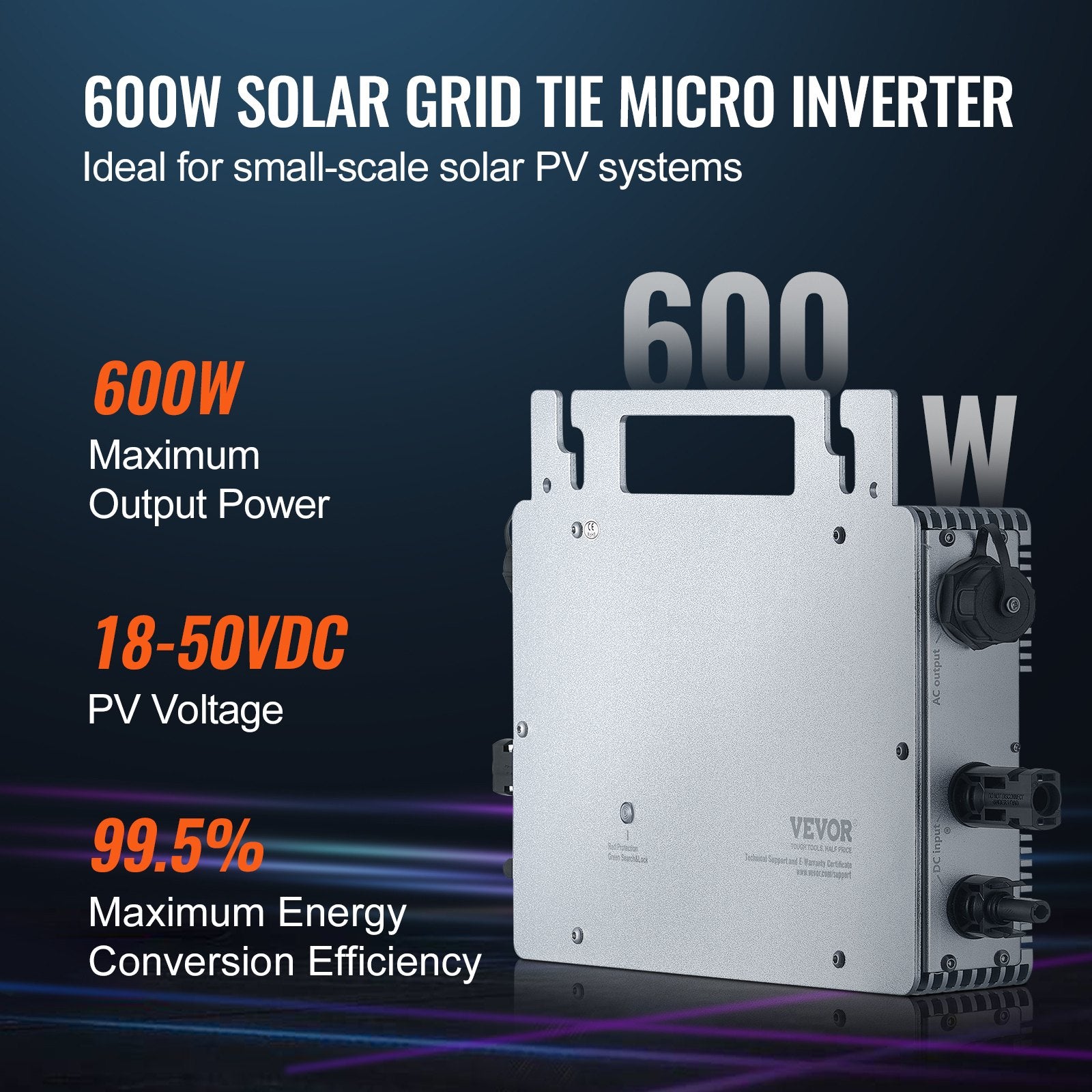 Saulės mikro inverteris VEVOR GT-600, 600W