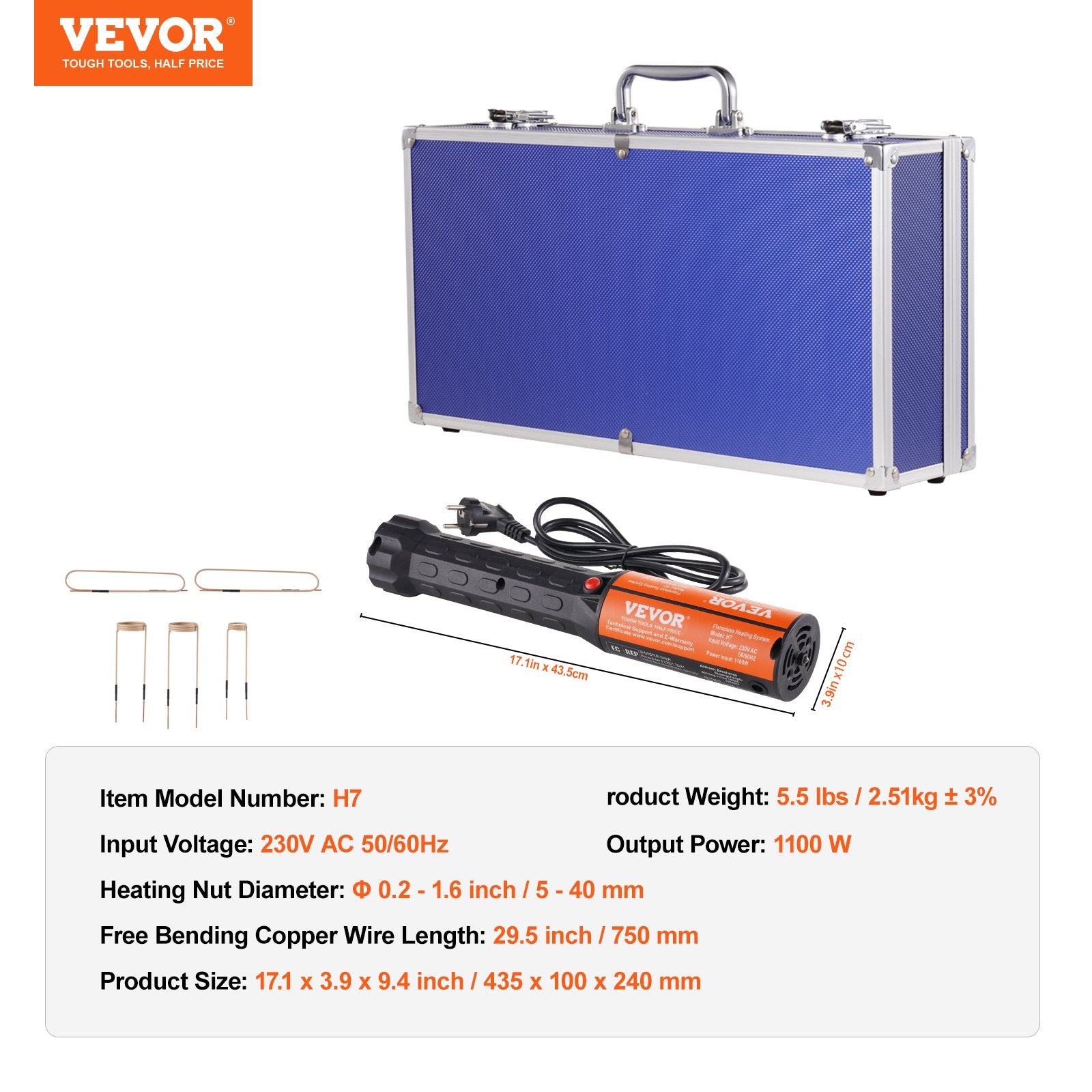 Magnetinis indukcinis kaitintuvas VEVOR H7, 1000 W