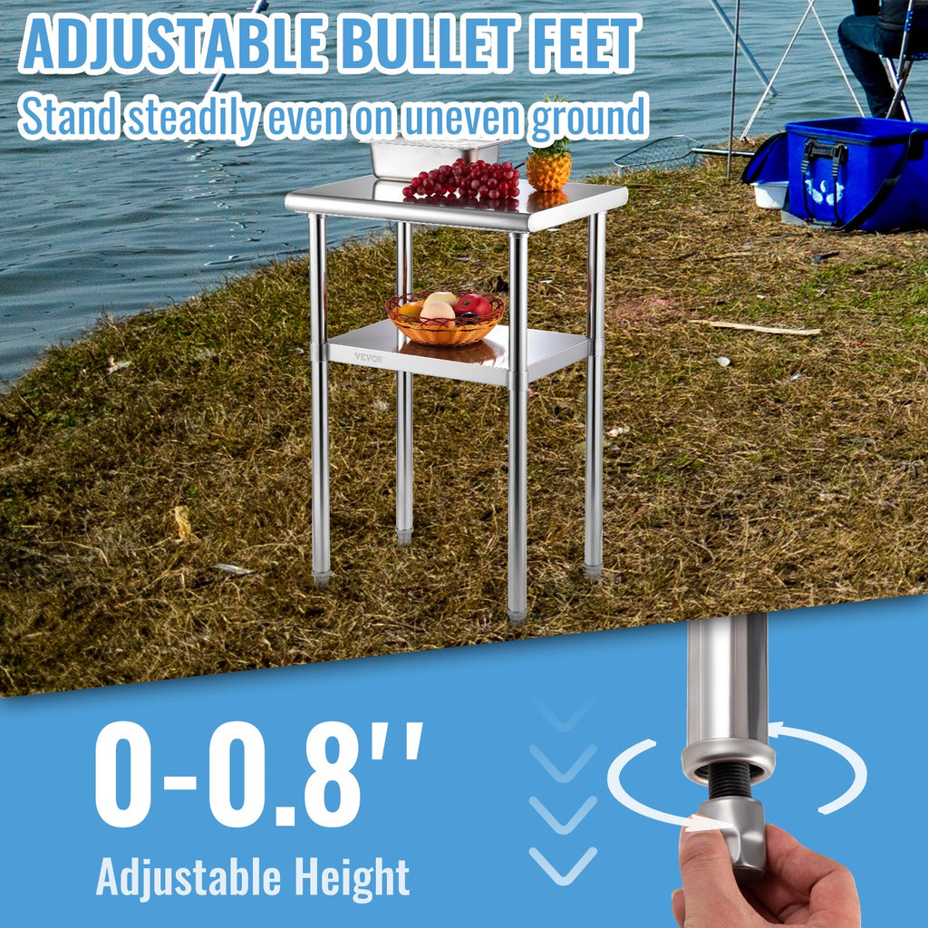 Nerūdijančio plieno paruošimo stalas VEVOR VV-SSWR-24*18, 272 kg apkrova