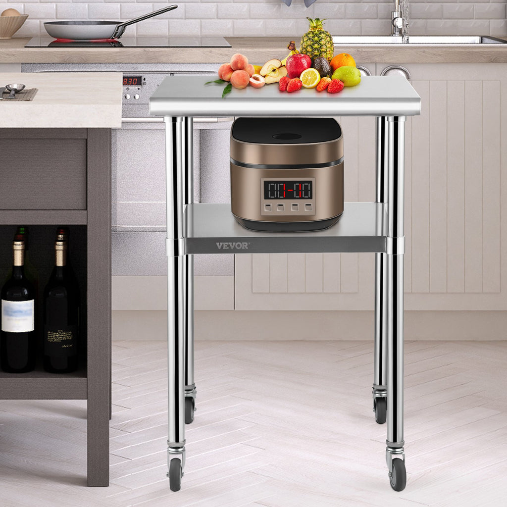 Nerūdijančio plieno paruošimo stalas VEVOR VV-SSWR-JL-24*24, 272 kg apkrova