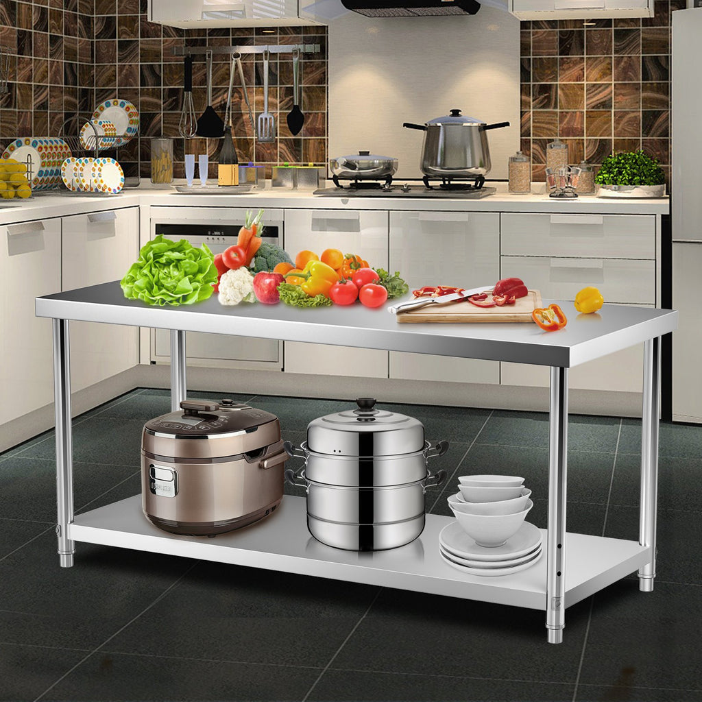 Nerūdijančio plieno paruošimo stalas VEVOR VV-SSWT-WJL-7230, 183 x 76 cm