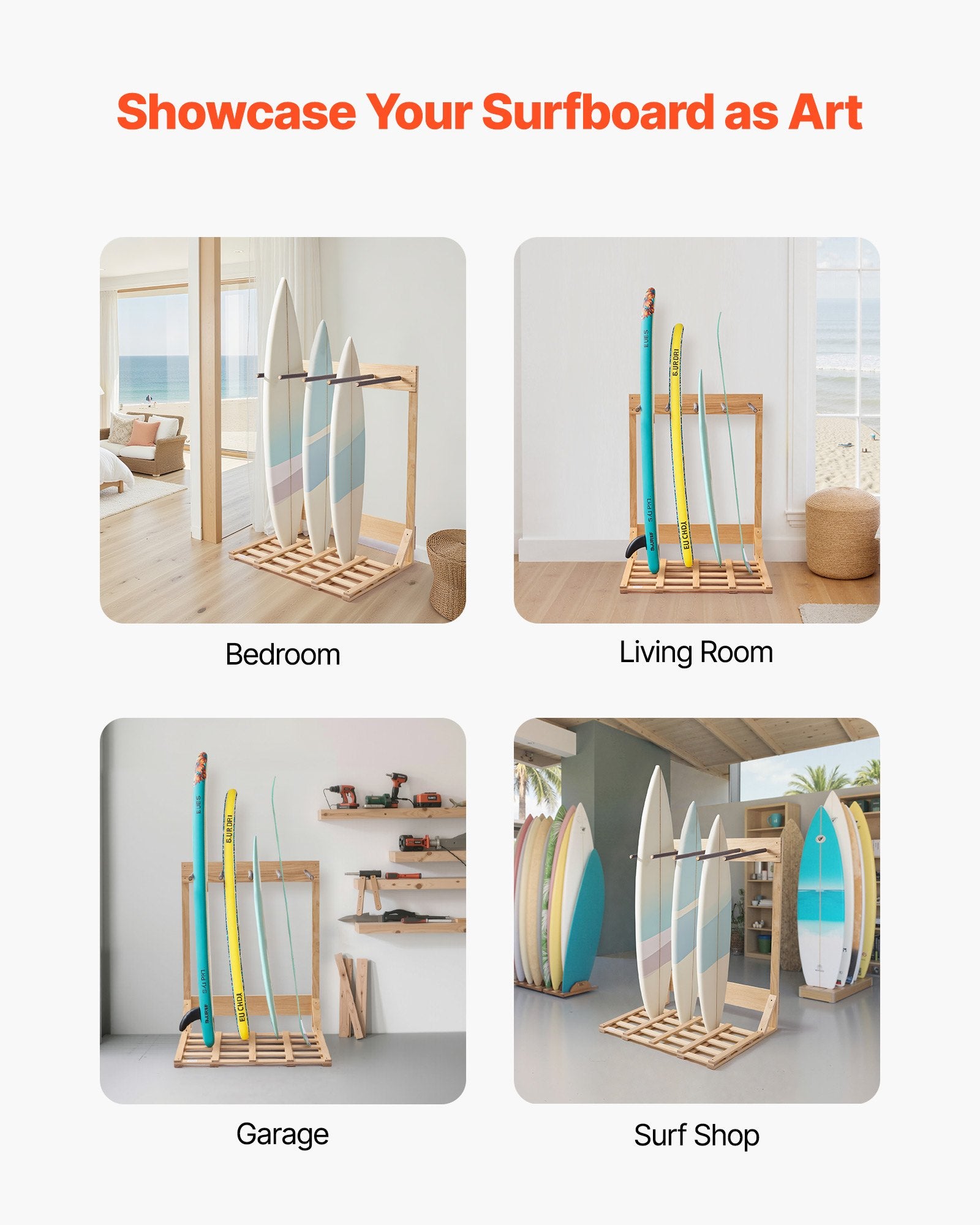 Vertikalus banglenčių stovas VEVOR SSSVS-03, 4 aukštų