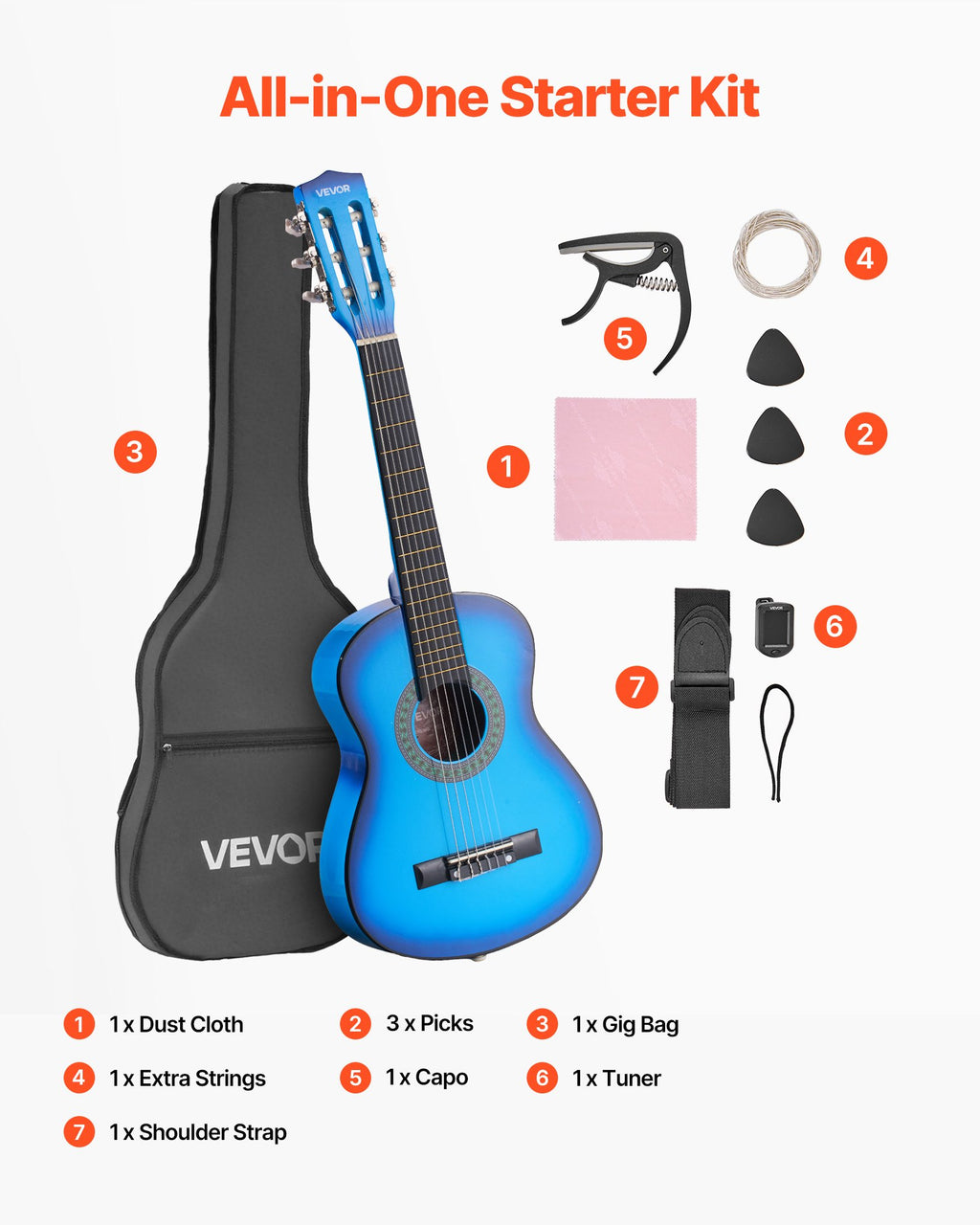 Klasikinė gitara VEVOR M5126, 780 mm