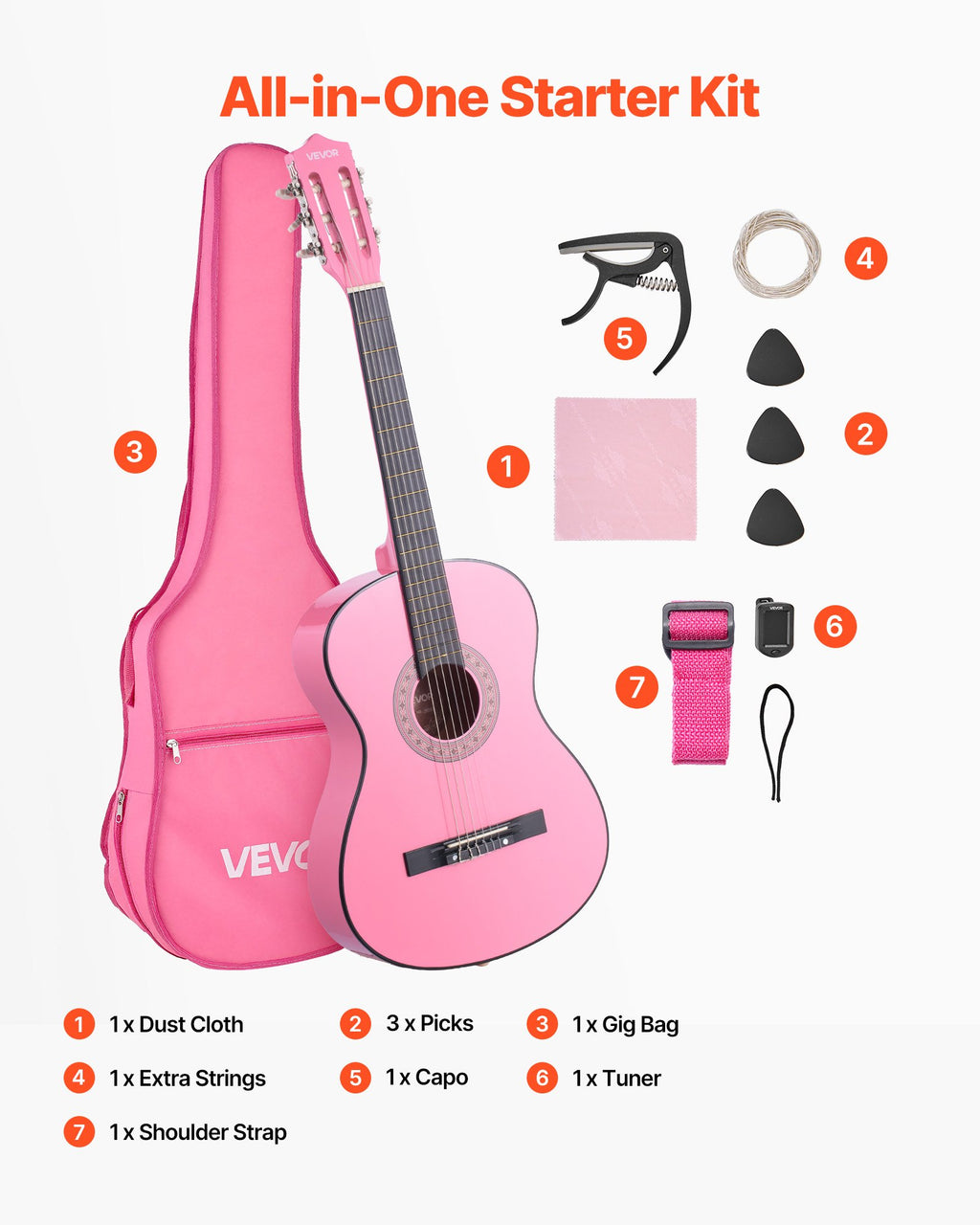 Klasikinė gitara VEVOR M5831, 960 mm