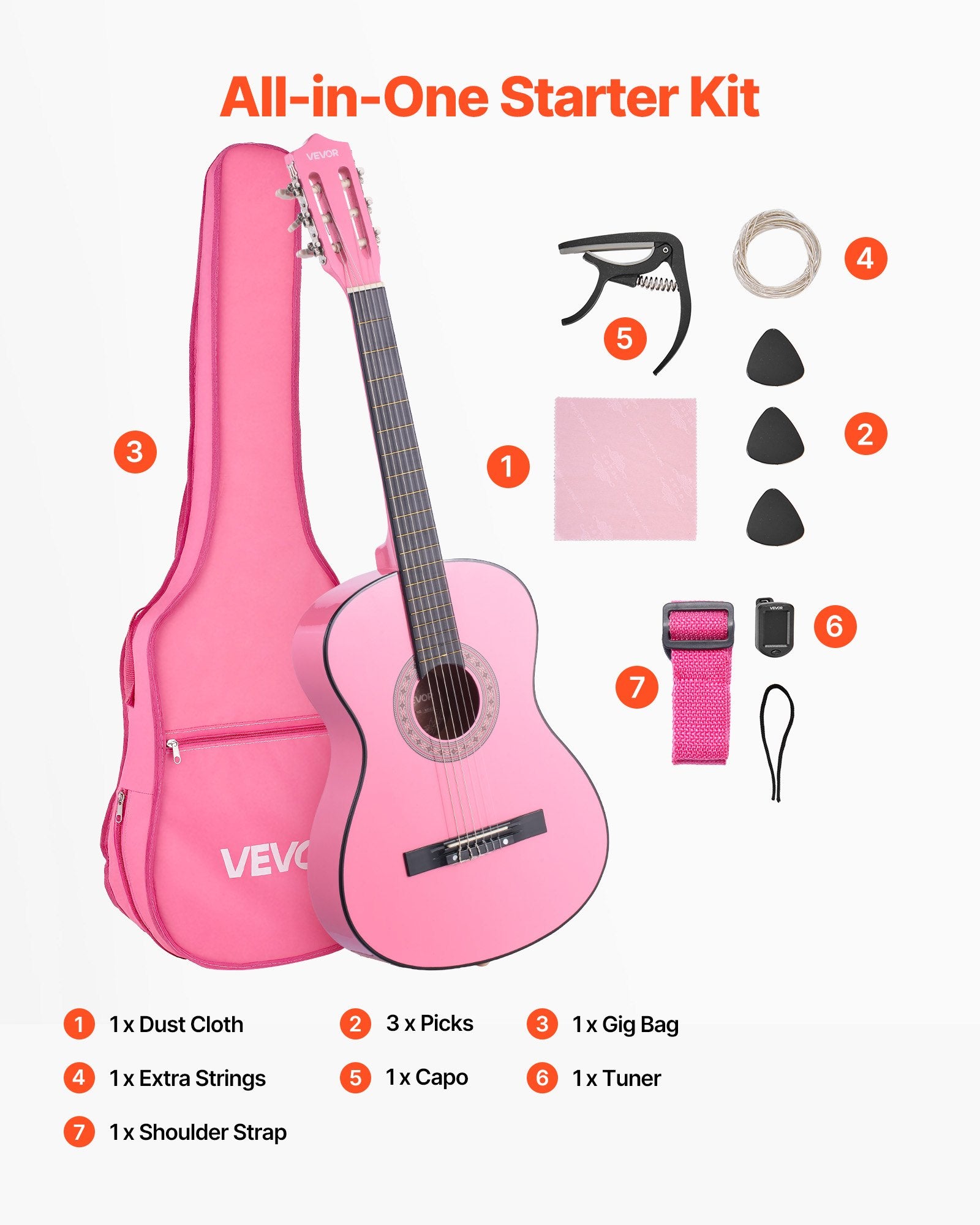 Klasikinė gitara VEVOR M5831, 960 mm
