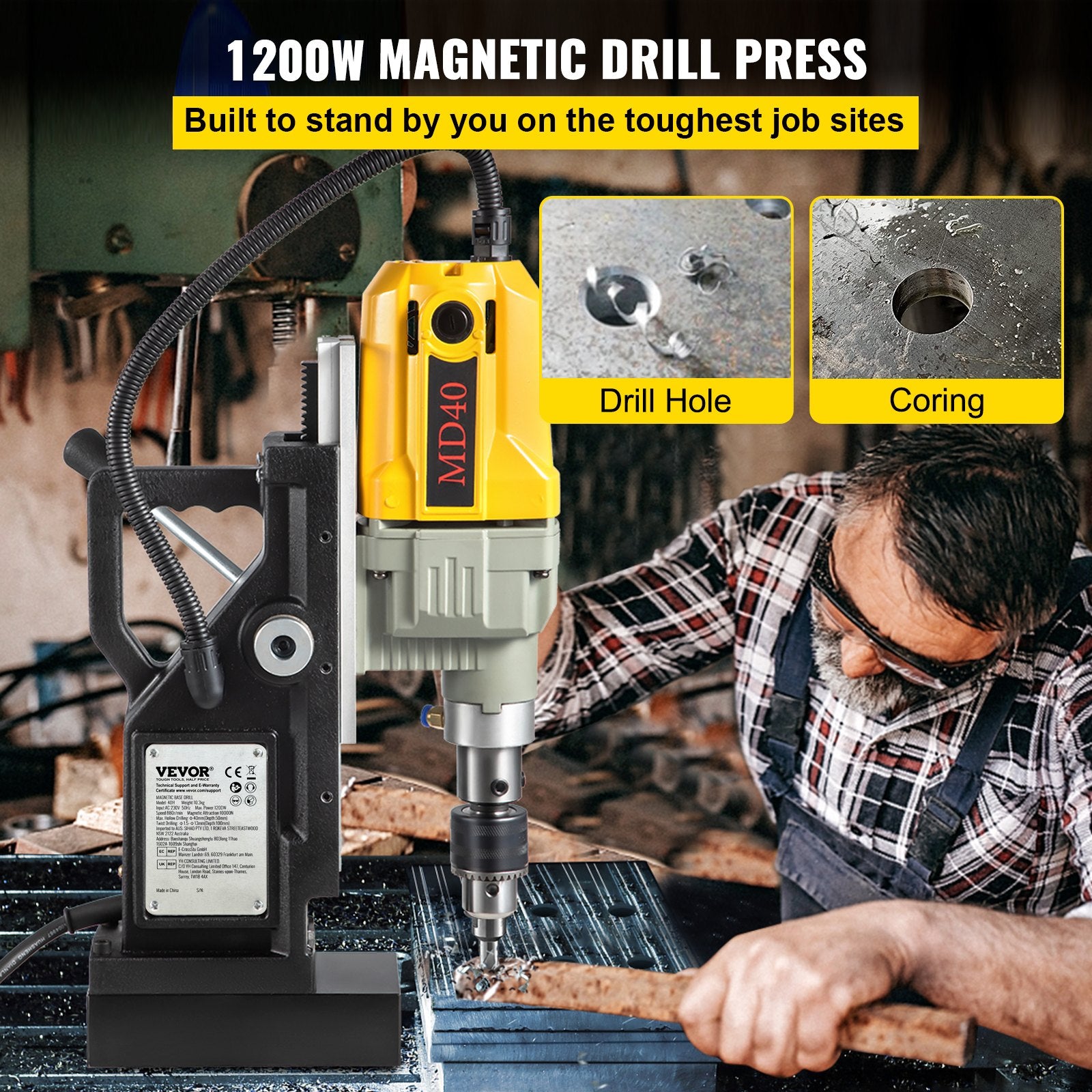 Magnetinės gręžimo staklės VEVOR VV-MD-UK7, 1100W