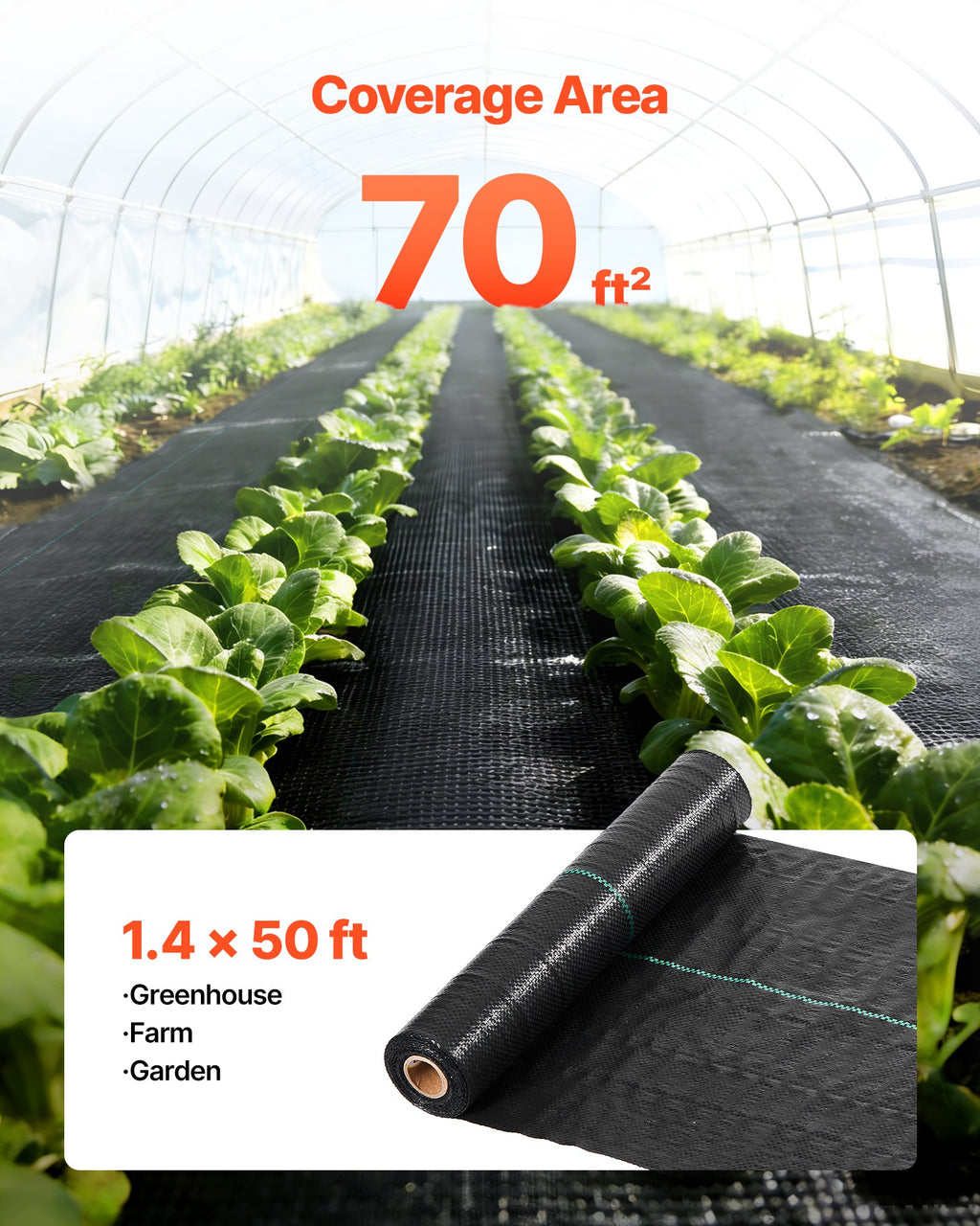 Agrotekstilė (piktžolių barjeras) VEVOR 1.4*50FT90, 0,4 x 15,2 m